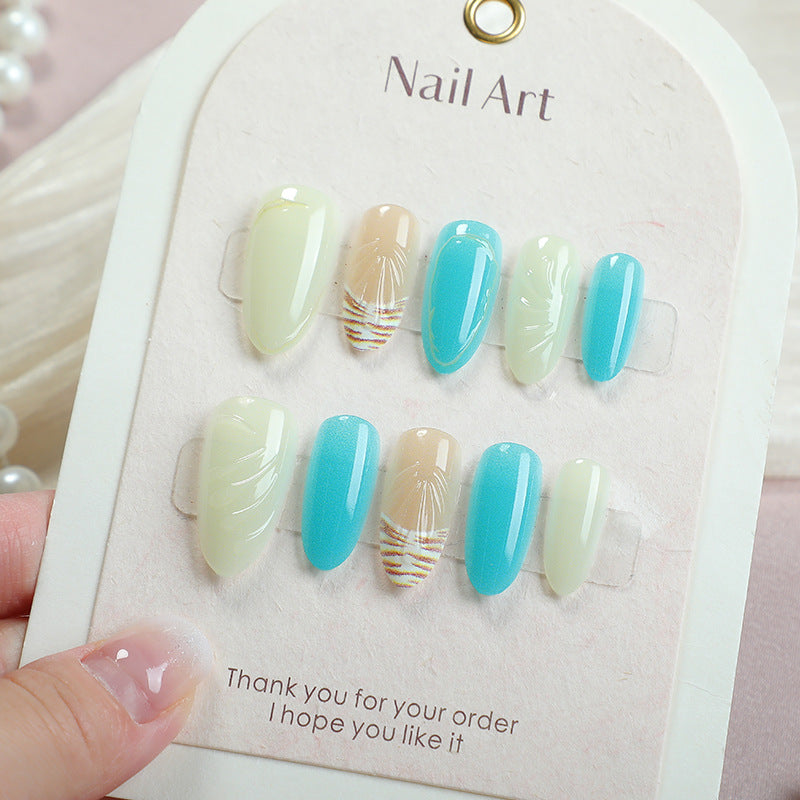Vibrant Ocean-Inspired Press-On Nail Art Set