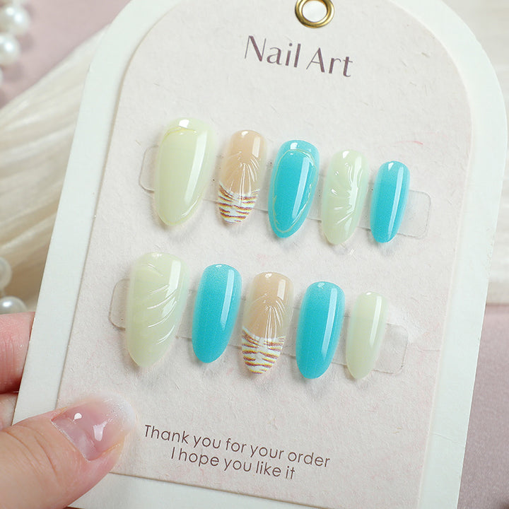 Vibrant Ocean-Inspired Press-On Nail Art Set