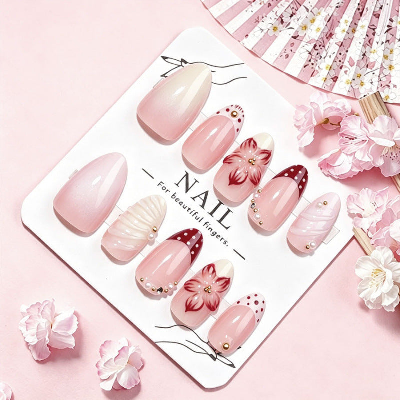 Premium Floral Embellished Press-On Nail Art Set
