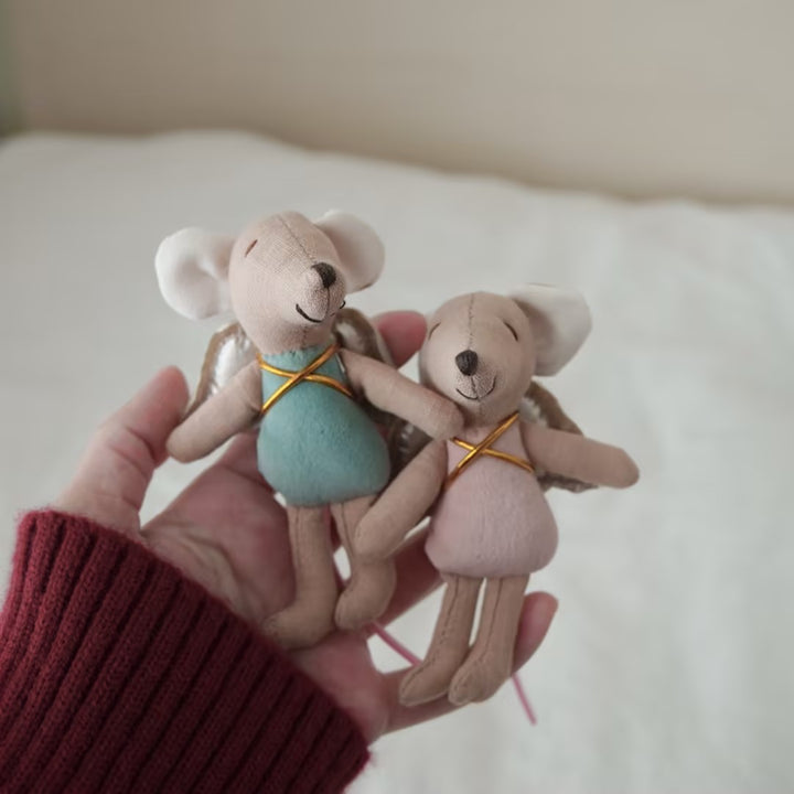 Handmade Linen Long-Limbed Bunny Doll with Embroidered Carrot Overalls
