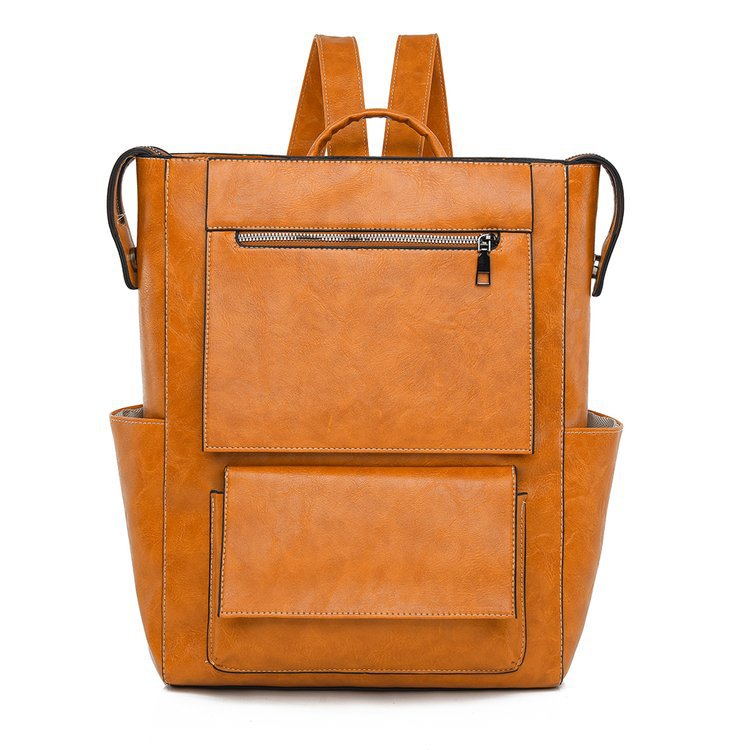 Multi-Pocket Genuine Leather Backpack Kalsten