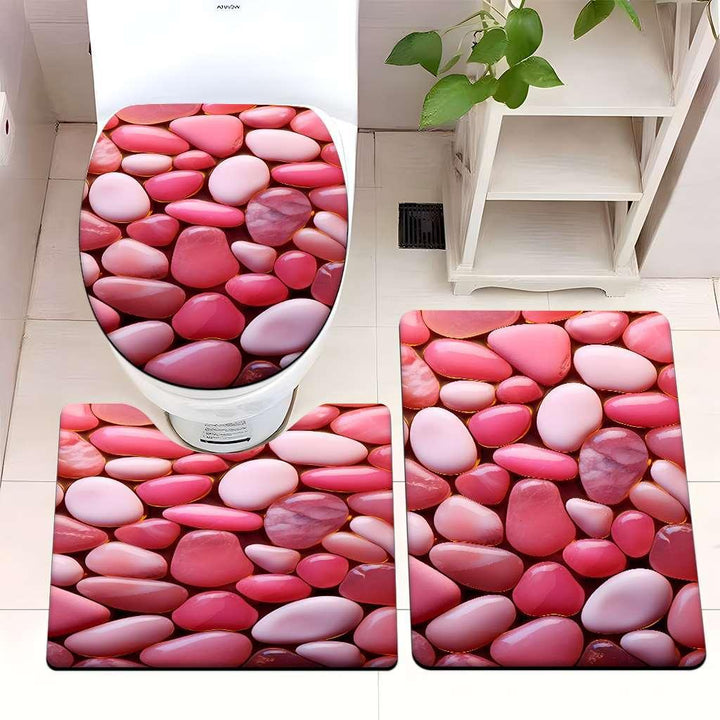 Decorative Pebble Bathroom Mat Set Kalsten
