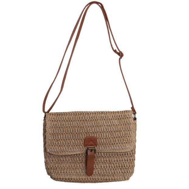 Handbag made of braided natural material with adjustable shoulder strap Kalsten