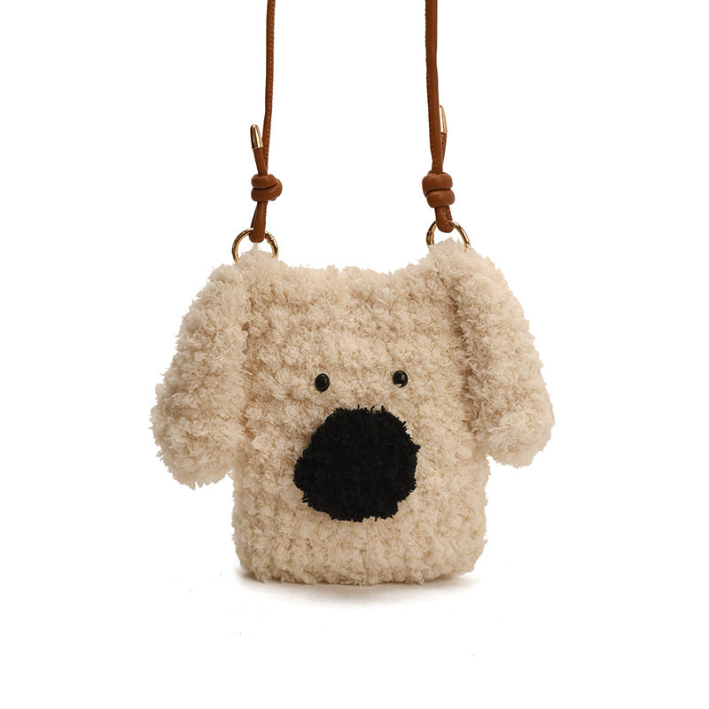 Cute Dog-Themed Plush Crossbody Bag