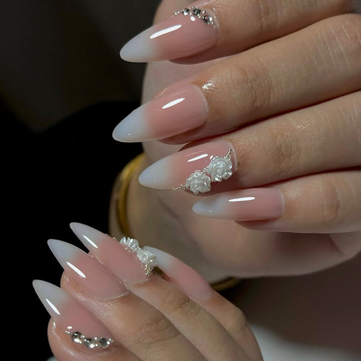 Acrylic nail set with elegant rose decorations Kalsten