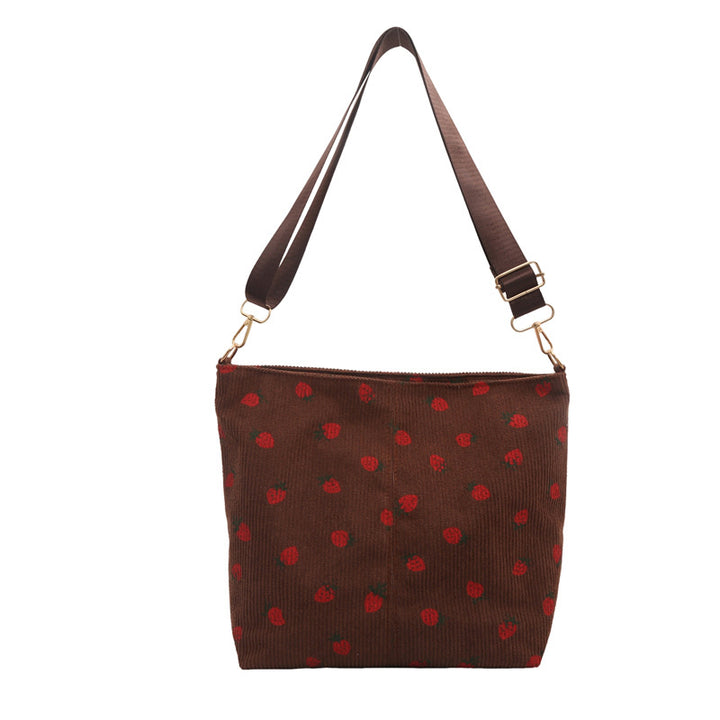 Playful Strawberry Print Fabric Crossbody Bag