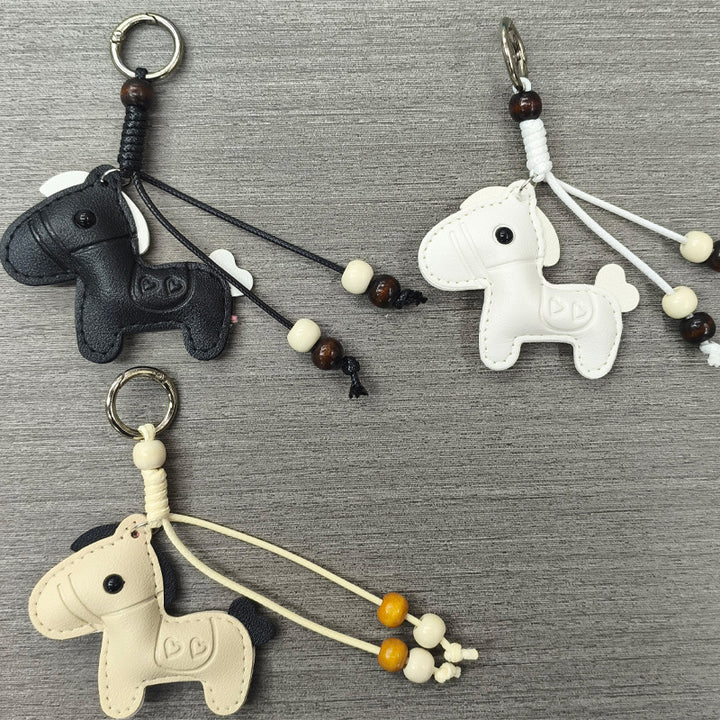 Playful Horse Shaped Leather Keychain Kalsten