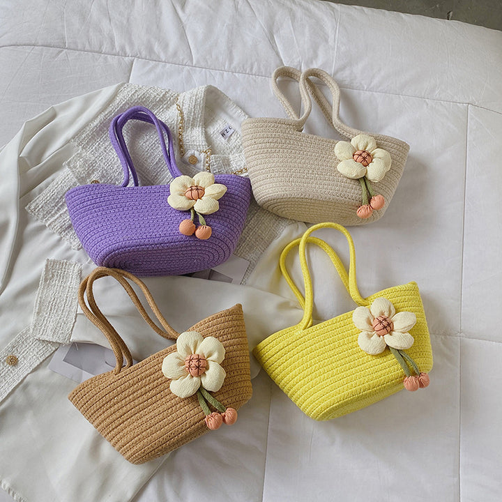 Decorative Woven Straw Tote Kalsten