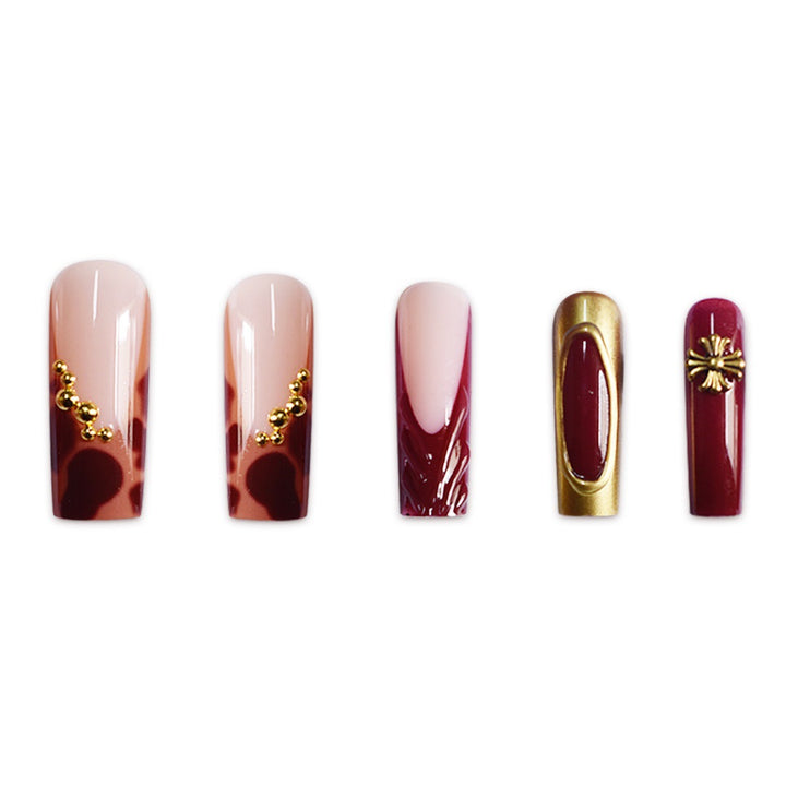 Artistic Long Press-On Nails with Elegant Accents Kalsten