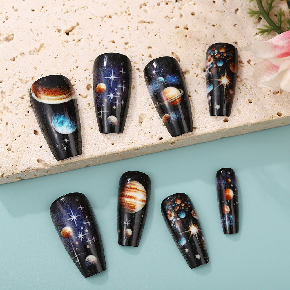 Artificial nails with galactic motifs Kalsten