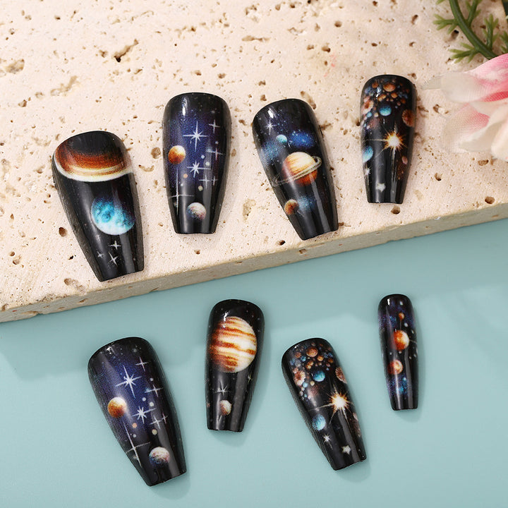 Artificial nails with galactic motifs Kalsten