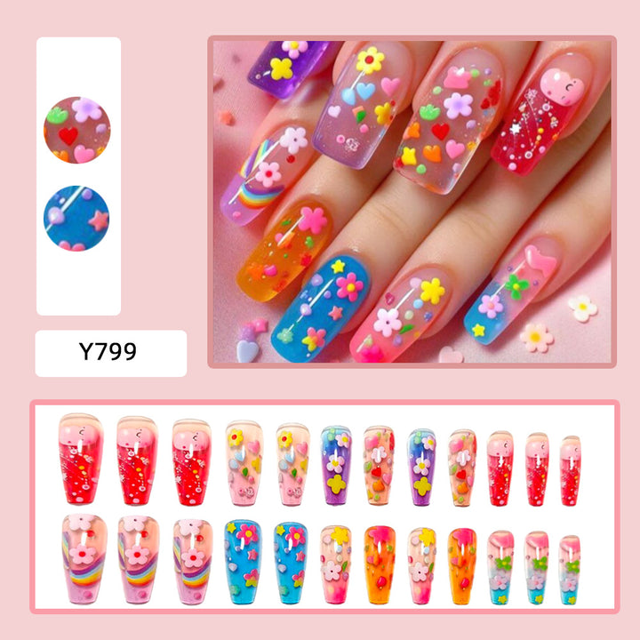 Creative Art Nails with Colorful Flower Design Kalsten