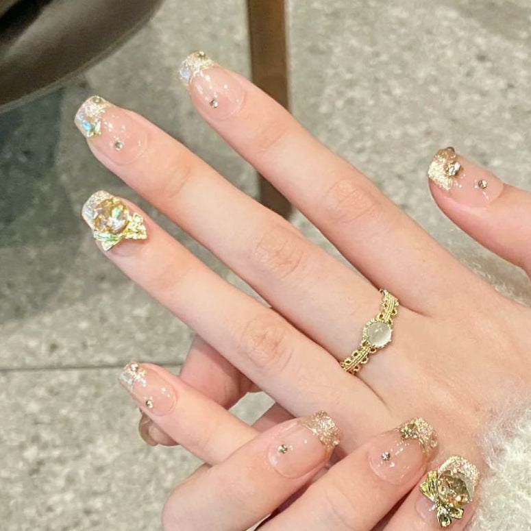 Glamorous Crystal-Embellished Press-On Nail Set