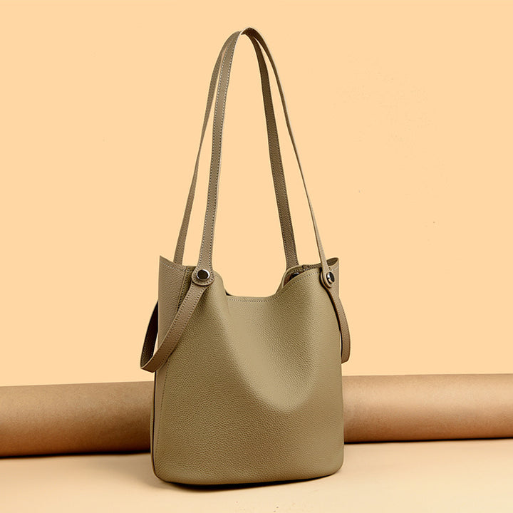 Casual Leather Bucket Bag Kalsten