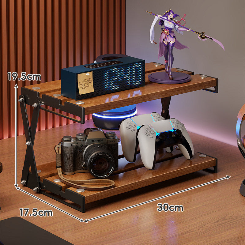 Triple-Tier Wooden Desktop Display & Gaming Controller Organizer