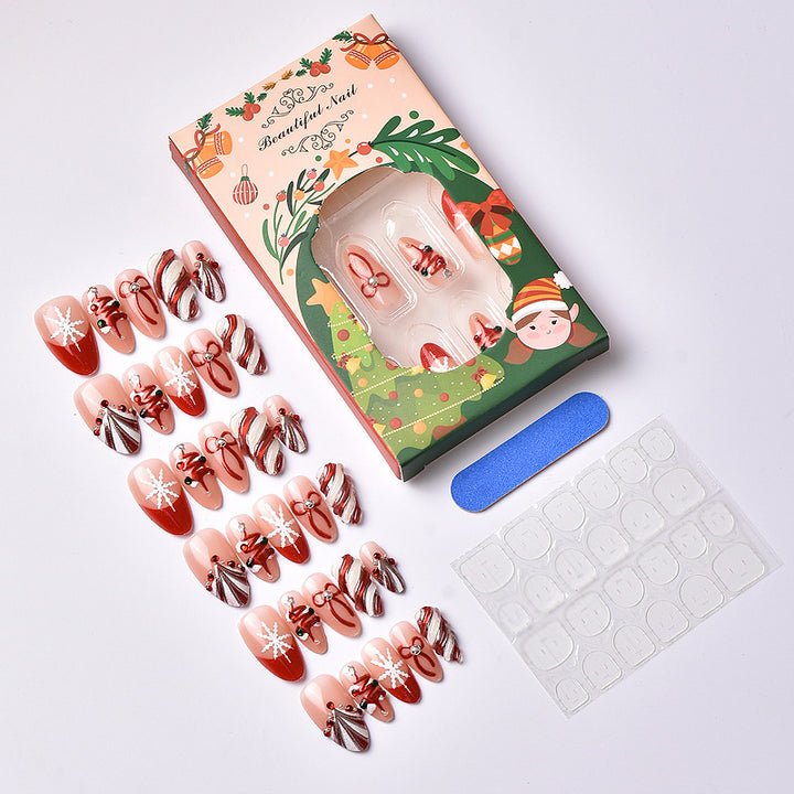 Artificial nail set with festive Christmas motifs and elegant decorations Kalsten