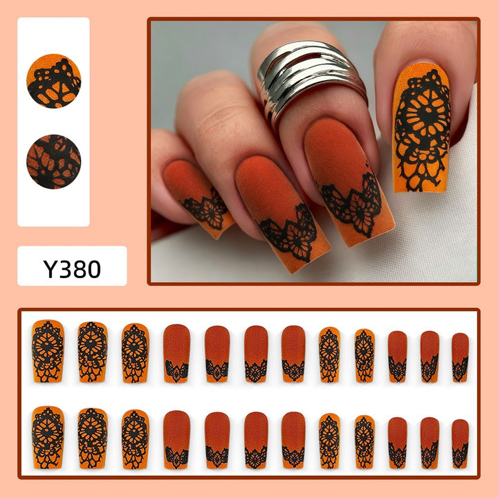 Artificial nails in elegant lace design with matte finish Kalsten