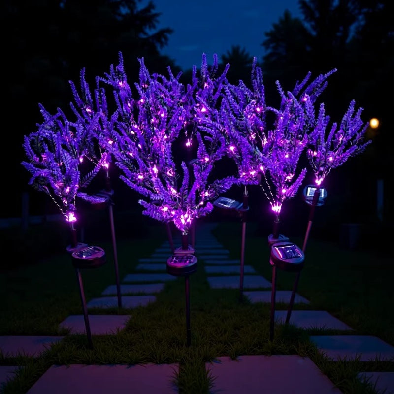 Solar LED Faux Lavender Garden Stake Lights Kalsten
