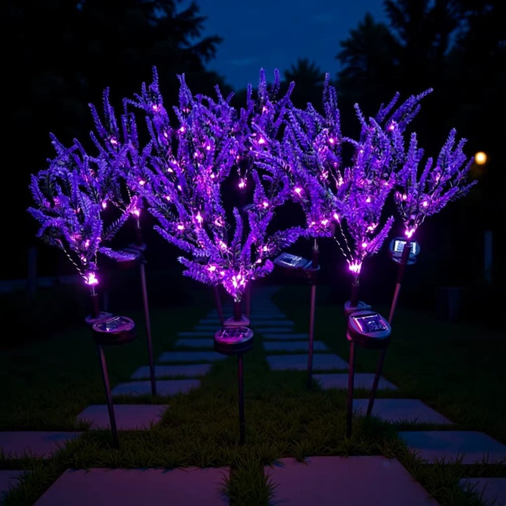Solar LED Faux Lavender Garden Stake Lights Kalsten