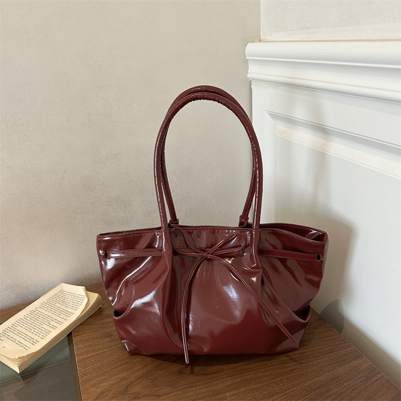 Sleek Patent Leather Tote Bag