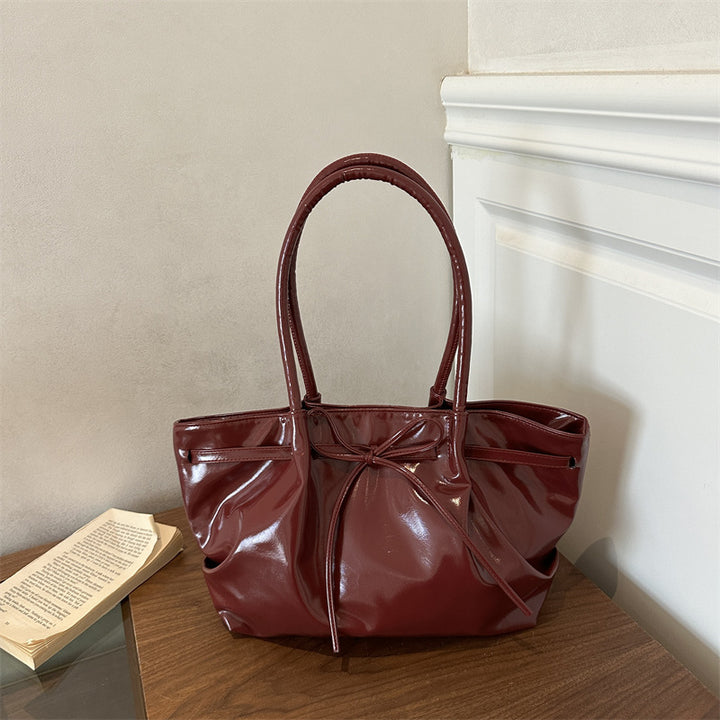 Sleek Patent Leather Tote Bag