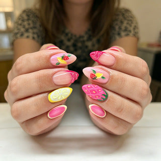 Artificial nails with fruit motif and glitter accents Kalsten