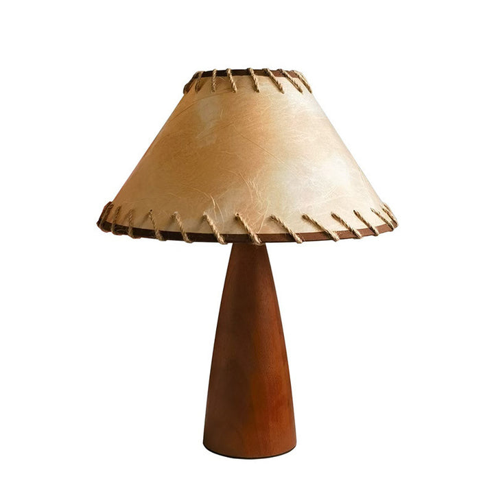 Rustic Table Lamp with Unique Leather Shade
