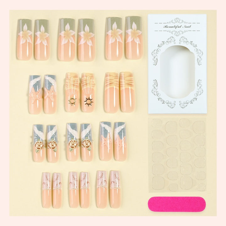 Artificial nail set with floral and maritime patterns Kalsten