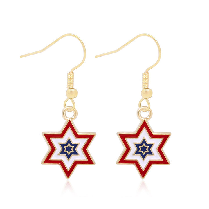 Women's lightweight star earrings with enamel flag design and fishhook Kalsten