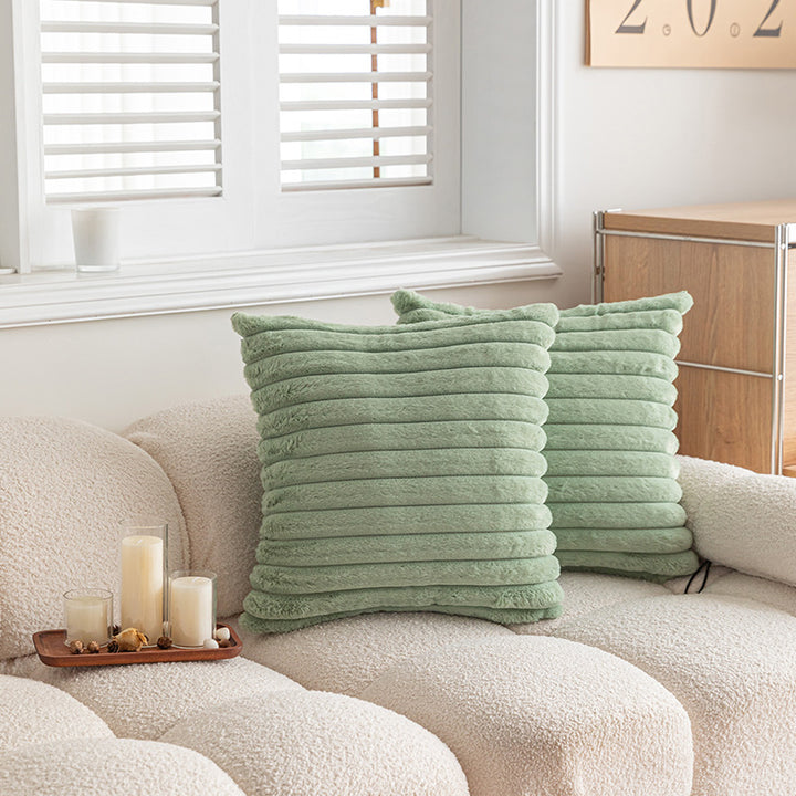 Decorative Plush Ribbed Throw Pillow with Removable Insert