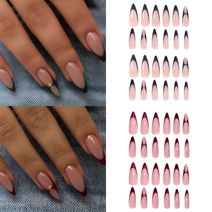 Acrylic nail set with elegant French tip and decorative accents Kalsten