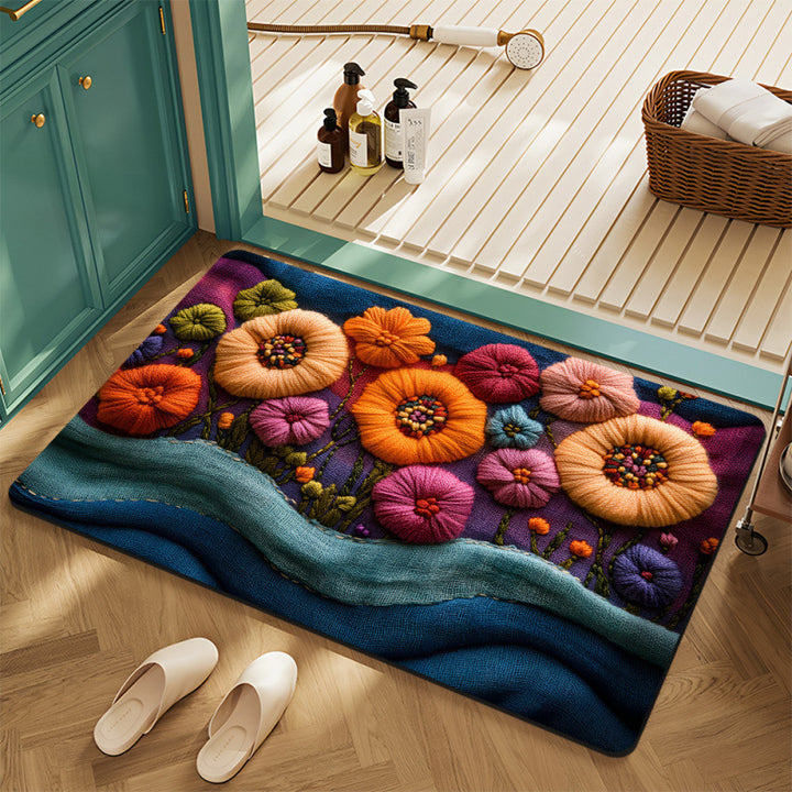 Floral Motif Bath Mat Kalsten