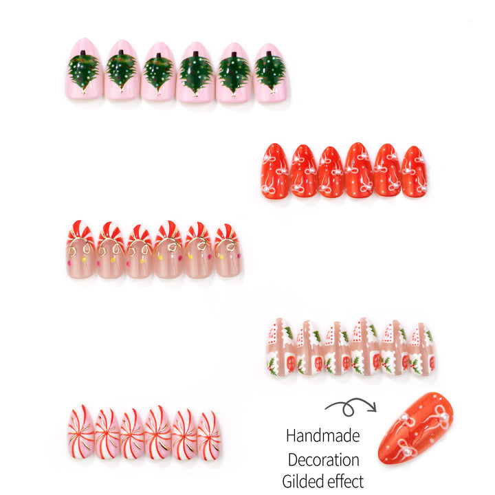 Festive Christmas-Themed Press-On Nail Set