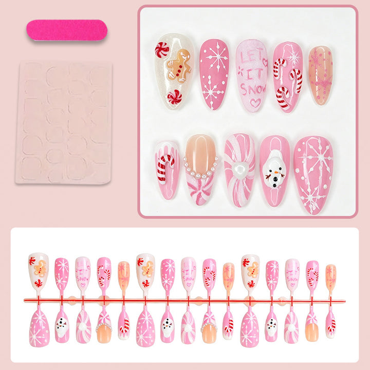 Acrylic nail set with festive Christmas designs and glamorous accents Kalsten