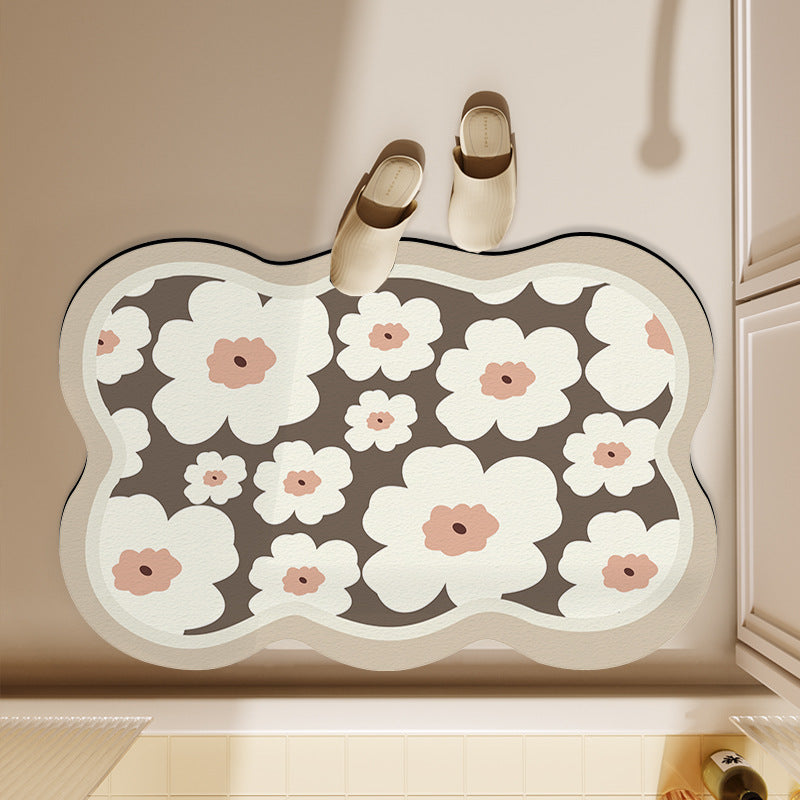 Floral Patterned Bath Mat Set
