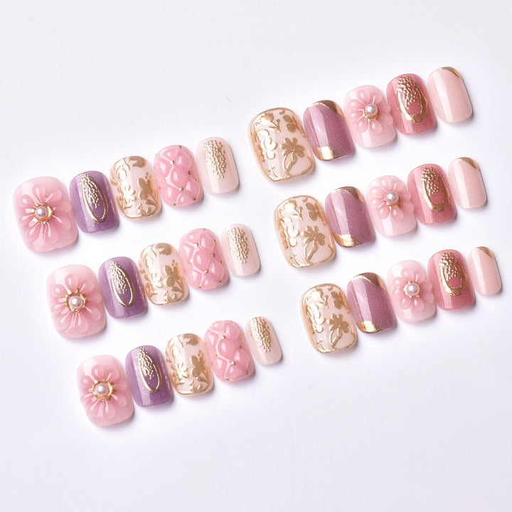 Elegant Floral Decorative Press-On Nail Art Set Kalsten