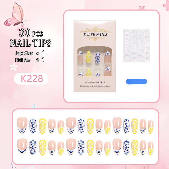 Creative Nail Art Set with Lemon and Flower Designs Kalsten