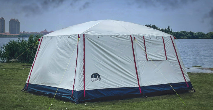 large family capacity blackout PVC dome tent with triple-door multi-window living area Kalsten