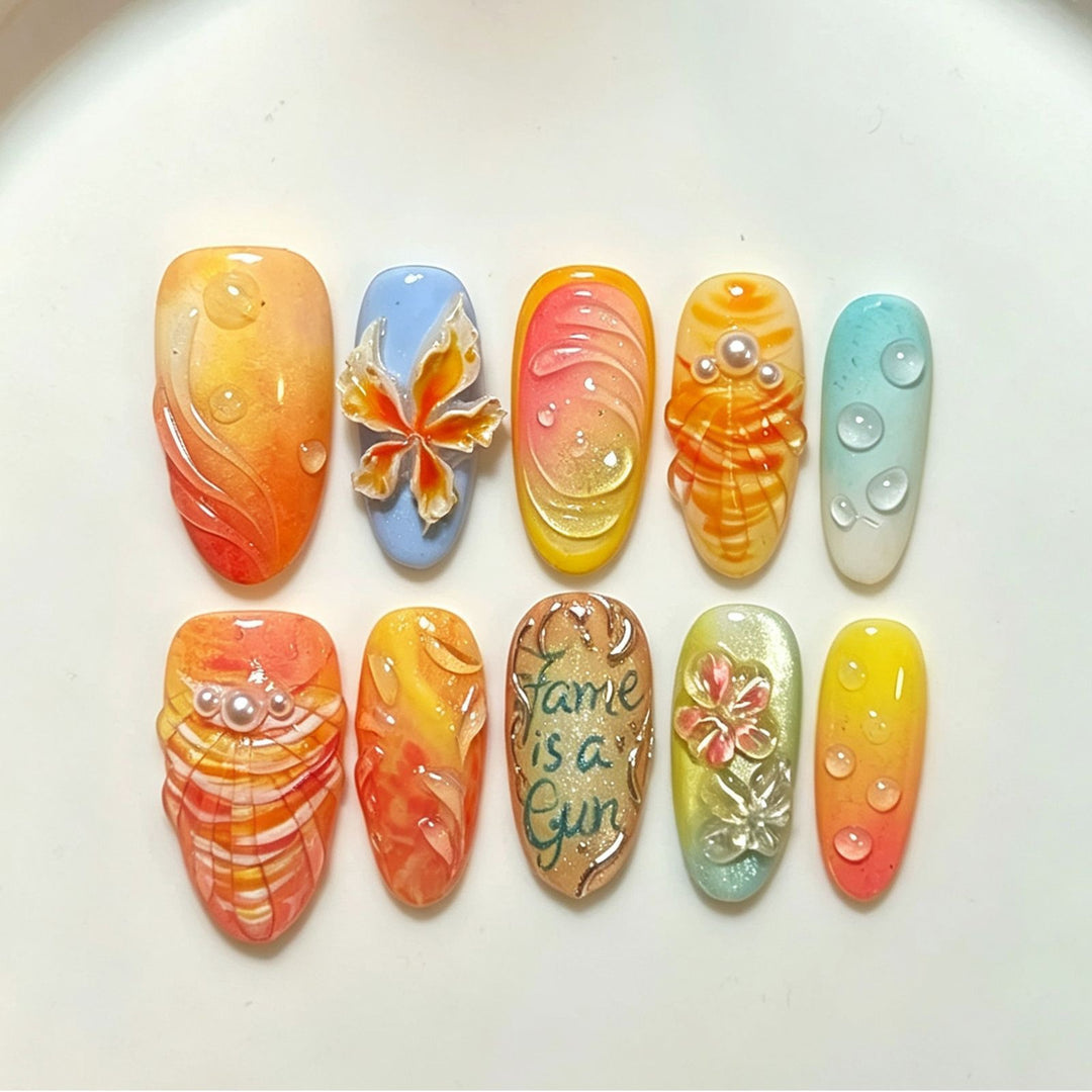 Nail art set with floral and creative designs Kalsten