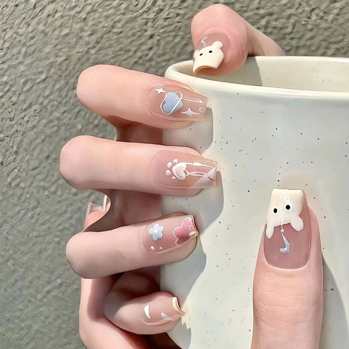 Stylish Press-On Nail Set with Elegant Glitter Accents Kalsten