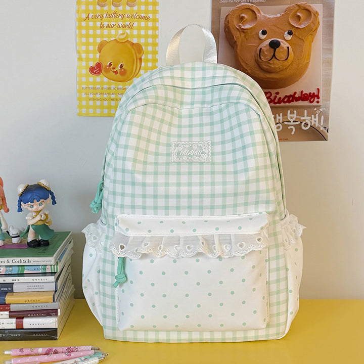 Stylish Gingham Print Casual Backpack Kalsten