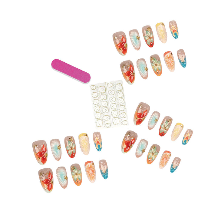 Artistic Summer-Themed Nail Tips
