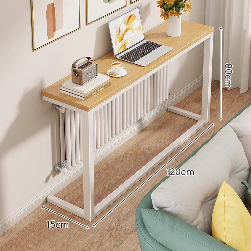 Slim Wooden-Top Metal Console Table for Sofa Back and Hallway