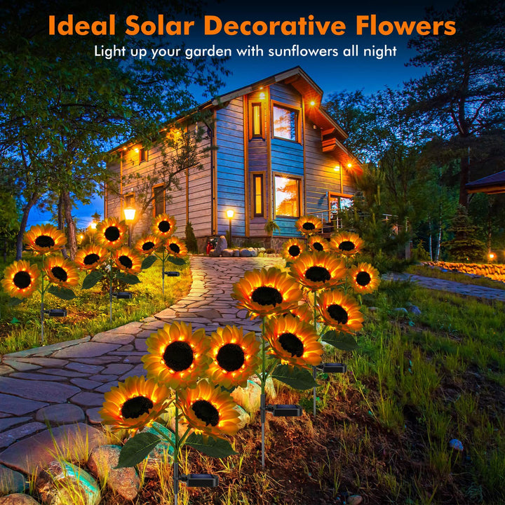 Solar-Powered Outdoor Garden Stake Lights With Realistic Sunflower Blooms And Waterproof Solar Controller Kalsten