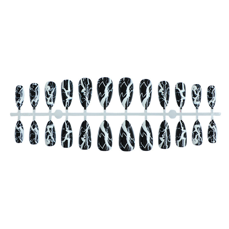 Artistic Lightning-Pattern Press-On Nails