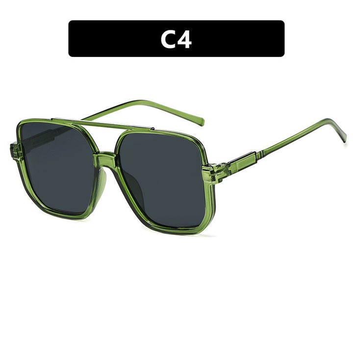 Women's square sunglasses with transparent frame and green tinted lenses Kalsten