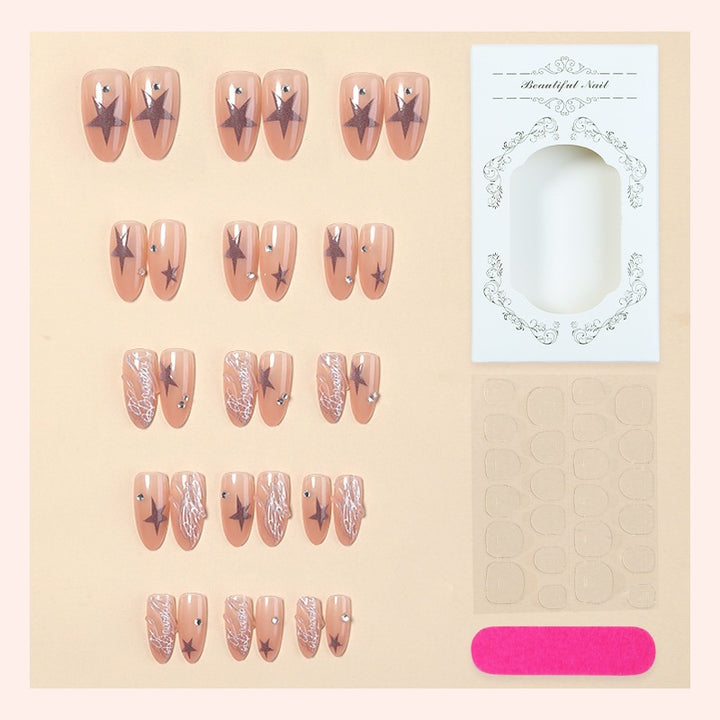 Acrylic nail set with elegant star and glitter details Kalsten