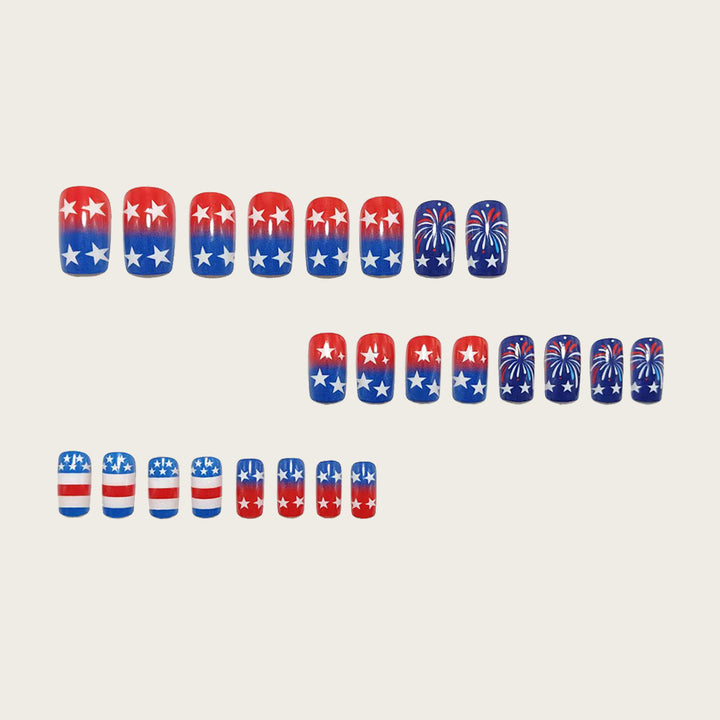 Women's nan patriotic press-on manicure kit with star and fireworks nail wraps Kalsten
