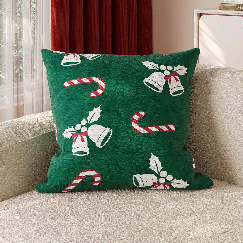 Christmas-Themed Decorative Square Throw Pillow Cover with Hidden Zipper and Soft Linen-Blend Fabric