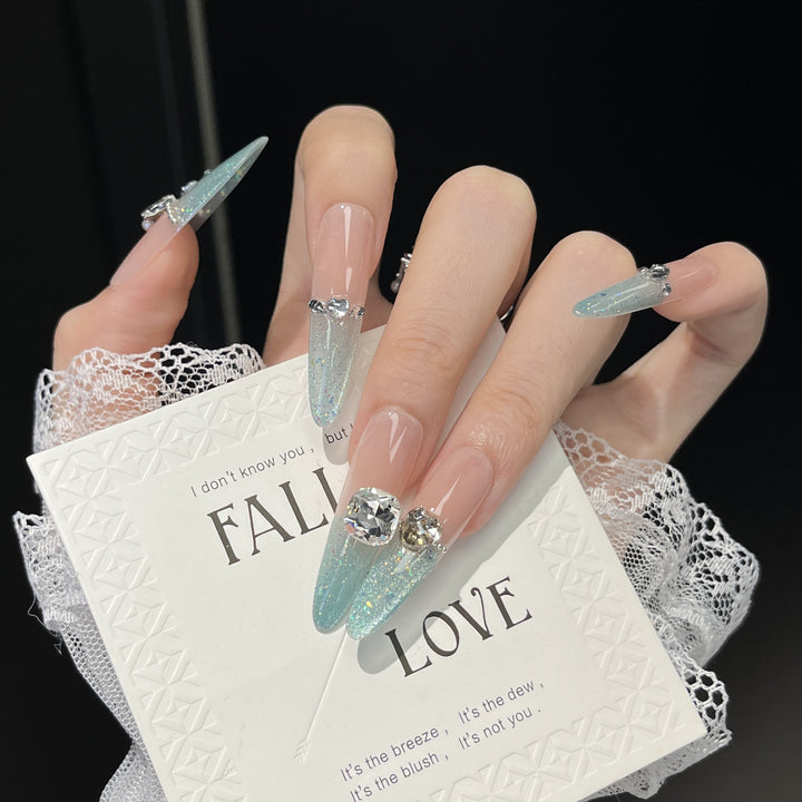 Decorative Press-On Nails with Gem Accents Kalsten